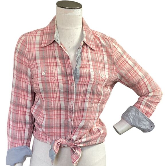 Aventura Organic Plaid Button Down Long Sleeve Shirt Sz S #41A - Picture 3 of 9